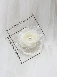 1 Stück elegantes Elfenbein Braut Armband Corsage, Hochzeits-Brautjungfer Party Accessoire, Valentinstag