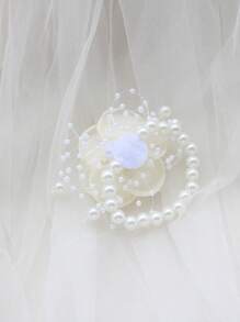 1 Stück elegantes Elfenbein Braut Armband Corsage, Hochzeits-Brautjungfer Party Accessoire, Valentinstag