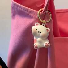 1入組樹脂可愛卡通熊磁鐵鑰匙扣一對-情侶鑰匙圈帶小吊飾禮物-黏在你身邊布娃娃鑰匙扣組 - 彩色 - 查看 4
