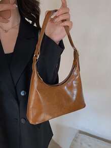 Bolso de mano francés retro minimalista con cremallera para mujeres