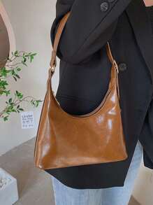 Bolso de mano francés retro minimalista con cremallera para mujeres