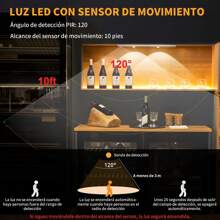 Luz LED con Sensor de Movimiento, Lampara Led recargable con 3 Colores Ajustables, Lampara de Sensor de Movimiento para Armarios, Pasillos, Escaleras, Roperos, Cocinas, Garaje (Negro40cm) - Unitalla - Ver 6