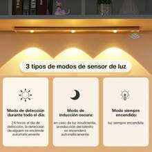 Luz LED con Sensor de Movimiento, Lampara Led recargable con 3 Colores Ajustables, Lampara de Sensor de Movimiento para Armarios, Pasillos, Escaleras, Roperos, Cocinas, Garaje (Negro40cm) - Unitalla - Ver 4