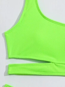 Tween Girl Removable Padded Neon Green Two-Piece Swimsuit