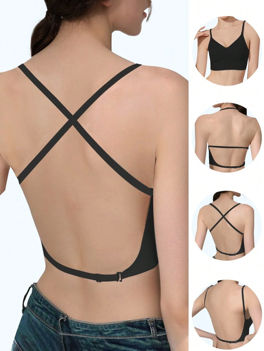 Yoga Fashion For Small Chest Low Back Top Lingerie Push Up Bras Top Backless Brassiere Sexy Womem Beauty Back Wire Free Soft Bras For Women Sexy Underwear Female Fitness Sports Seamless Bralette - View 1