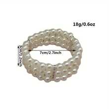 韓式優雅鑲鑽三層假珍珠手鍊，閃閃發亮多層拉緊手鍊女士配戴 - 白色 - 查看 4