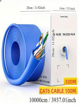 100m/Box Cat6 Gigabit Ethernet Cable, Industrial Grade Ethernet Cable Suitable For High-Speed Home Computer Monitoring Network