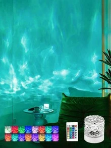 1pc 16/3 Color Dynamic Rotating Water Wave Light, Bedroom Bedside Lamp, Living Room Wall Decor, Restaurant/Bar Ambient Lighting, Birthday Gift For Friends/Family/Girls, Dynamic Lighting, Rotating Projection, Ambient Lighting - Multicolor - View 6