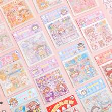 Paquete de 25 hojas de pegatinas de recortes con diseños tiernos de caricaturas, adhesivos de material decorativo impermeable PET para diarios, cuadernos y planificadores DIY - Azul - Ver 1