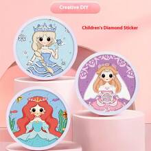 1pc Diy Princess Diamond Painting With Frame Handmade Puzzle Diamond Sticker Children Sticker Girl Gift - Multicolor - View 1