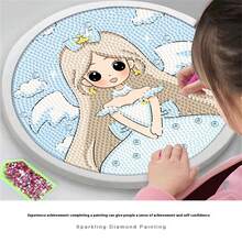 1pc Diy Princess Diamond Painting With Frame Handmade Puzzle Diamond Sticker Children Sticker Girl Gift - Multicolor - View 2