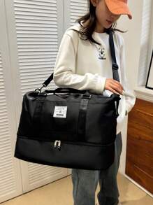 Women's Weekend Travel Bag, Personal Items Travel Bag With Shoe Compartment, Overnight Travel Bag With Wet Pocket And Separate Toiletry Bag, Gym Bag, Expansion Storage Bag, Upgrade Traveling Bag Travelling Organizer Outfit Airport Travel Clothes Travel Stuff Luggage Bag Christmas Gift Ideas Women Girls Xmas Gifts For Mum Birthday Gift Mom Friend Gym Bag Sport Bag Training Pack For Vacation Holiday Bag For School School Accessories School Stuff - Black - View 3