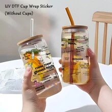 1pc UV DTF Transfer Sticker, Rub On Transfers Stickers For Crafting Waterproof Decals UV DTF Transfer Sticker For 16OZ Glass Cups, Bottle Sticker Adhesive Sticker-High Quality - Multicolor - View 4