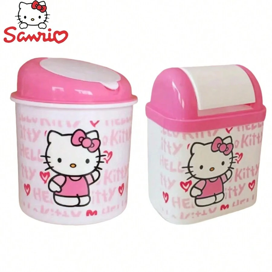 Sanrio 1PC Cute Kitty Wastepaper Basket Creative Mini Clean Desktop