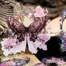 ملصقات حيوانات مائية ٢٠ ورقة (حزمة واحدة) من الديكور اليدوي للسكرابوك بتصميم سماء الدانتيل، البجع، الفراشات والزهور