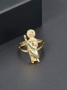 1 pieza Anillo chapado en oro de 14k, joyería mexicana para mujer - Amarillo Oro - Ver 3