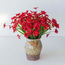 3入組春三葉草和紫羅蘭水絲印花紫色人造花，戶外裝飾，適用於室內/家居，花園/庭院裝飾 - 紋理逼真，高品質抗氧化 - 家居裝飾 - 彩色 - 查看 3