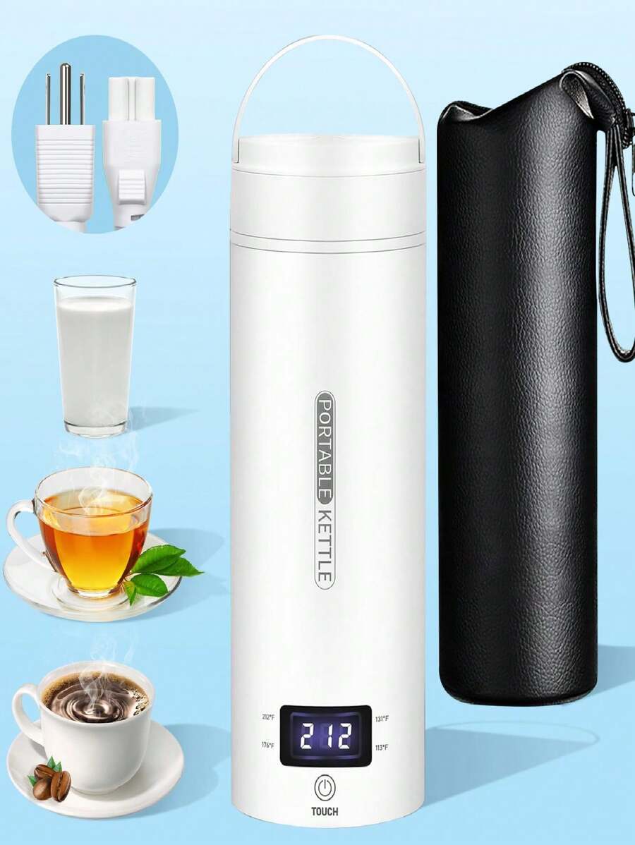350ml 5-7 Mins Fast Boiling Portable Travel Kettle,Electric Hot Water Cup With 4 Temperature Control ,Electric Travel Kettle WIth 304 Stainless Steel Liner - 白色 - 查看 1