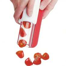 1pc Tomato Grape Slicer Cherry Blueberry Fruit Vegetable Salad Pizza Cutting Tool, Slicer & Cutter,Vegetable Fruit Tools,Kitchen Items,Cutter,Food,Salad,Decor,Storage,Party,Birthday,Camping,Summer Beach. - Multicolor - View 3