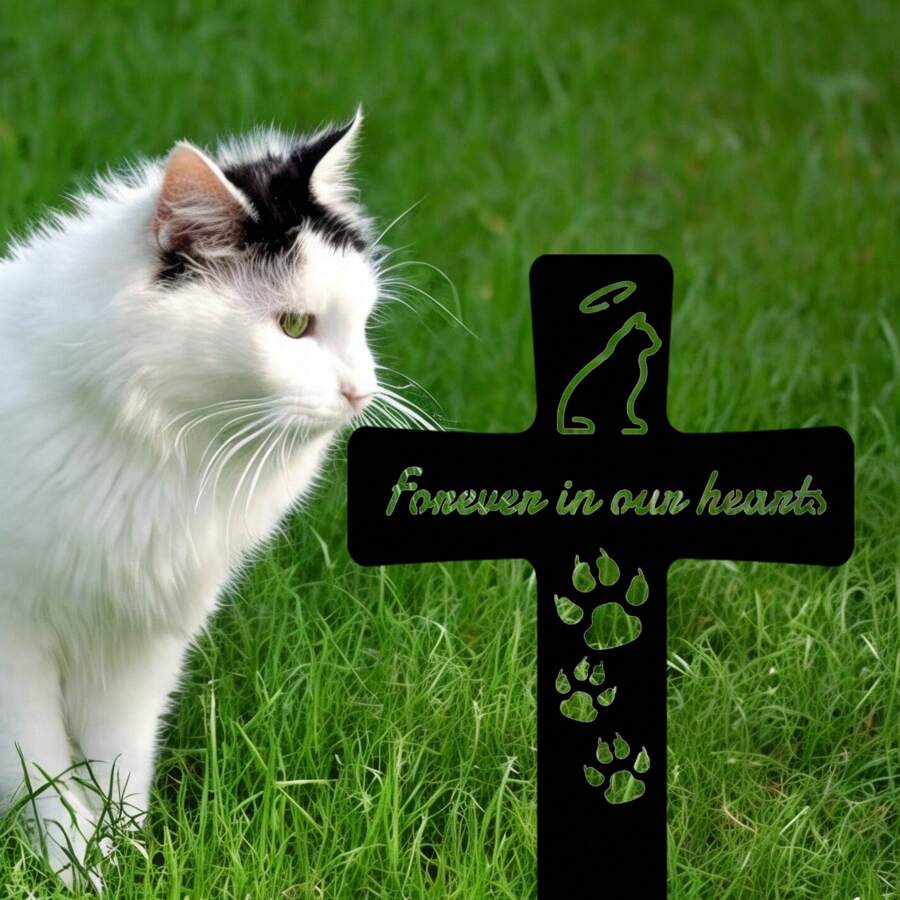 1pc Metal Cross For Cat Grave Memorial, Cat Cemetery Marker Garden