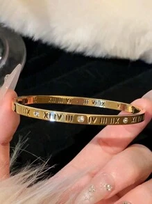 1 pieza elegante y exquisita pulsera de acero inoxidable para regalos de amigos - Dorado - Ver 17