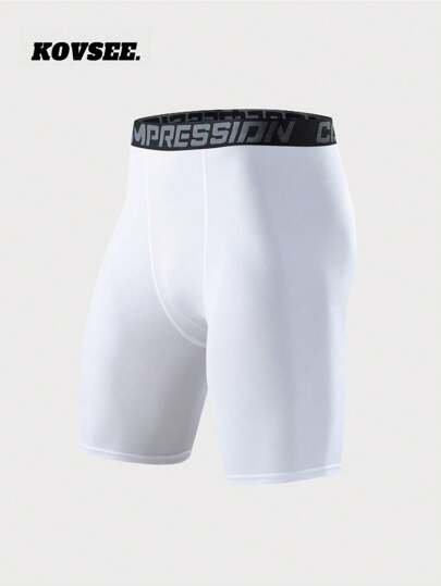 KOVSEE Boyfriend Style Men's Basketball Training Fitness Breathable High Elasticity Compression Leggings For Running And Workout, Cropped