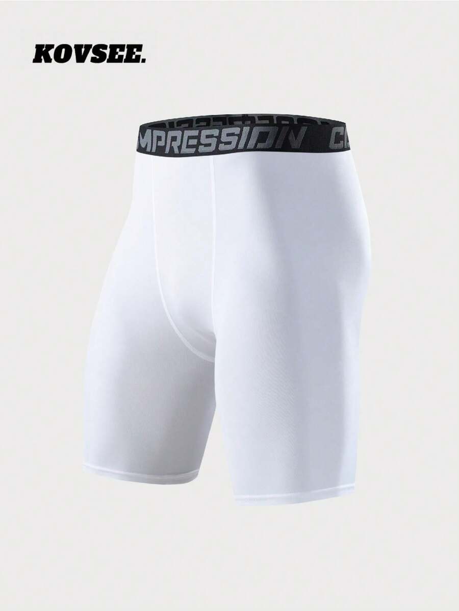 KOVSEE Boyfriend Style Men's Basketball Training Fitness Breathable High Elasticity Compression Leggings For Running And Workout, Cropped