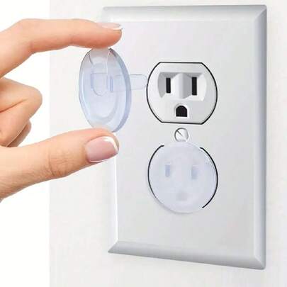 10个装儿童安全电源插头保护套，带隐藏式把手，可保护儿童和幼儿免受电击。适合婴儿派对、家庭装饰和礼品。