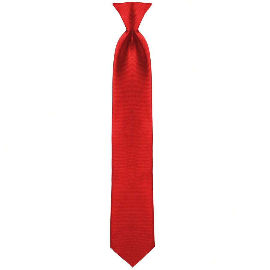 Clip On Ties For Men - Red - View 1