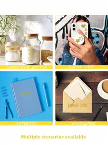 800入組10張金色字母貼紙，自粘1英寸閃粉防水字母數字貼紙，DIY藝術與手工藝，地址號碼，裝飾，標誌，禮品包裝貼紙 - 金色 - 查看 5