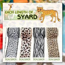 1Roll 5.08 Cm 4.57meter Leopard Print Ribbon Animal Print Ribbon Zebra Cheetah Wired Edge Ribbon Leopard Print Ornaments Ribbon Decorative Wrapping Ribbon For Home DIY Craft Decor - Multicolor - View 2
