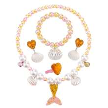 1/4/6件套公主裙配饰美人鱼假发公主假发皇冠手套项链套装，圣诞节