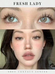 FRESH LADY 1 Pair Natural Honey Color Soft Contact Lens Caramel Whirl 14.00mm For Daily Wear Cosmetic Lenses Yearly Disposable