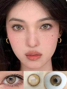 FRESH LADY 1 Pair Natural Honey Color Soft Contact Lens Caramel Whirl 14.00mm For Daily Wear Cosmetic Lenses Yearly Disposable