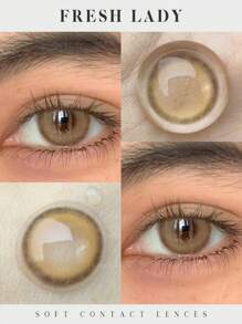 FRESH LADY 1 Pair Natural Honey Color Soft Contact Lens Caramel Whirl 14.00mm For Daily Wear Cosmetic Lenses Yearly Disposable