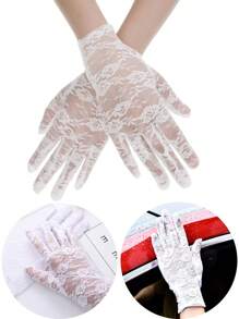 1 双优雅蕾丝手套，防紫外线，透气透明花卉网眼设计，适合驾驶、骑自行车和户外，女士 - 彩色 - 查看 18