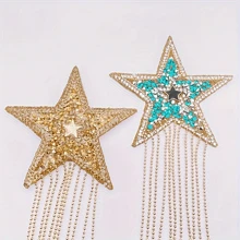 1 grote, nieuwe, veelkleurige, vijfhoekige stervormige kwast
met kristallen strass-steentjes voor hittereparatie, decoratief strijkijzer
voor kleding, schoenen en hoeden, en DIY-patroonaccessoires voor bagage