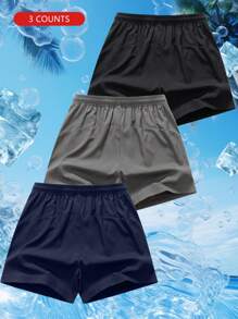 3 Stück/Set Boyfriend Stil Herren Shorts mit Tunnelzug Taille, Reißverschlusstaschen, vielseitig einsetzbar für Lässig Sport