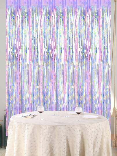 1 pezzo/2 pezzi, Tende a frange trasparenti 1M*2M/39,37*78,74 pollici, colori caramella magici, decorazione da parete a sfumatura colorata, tenda da doccia trasparente e metallica, accessori per foto di matrimoni, lauree, feste di compleanno ed eventi, decorazioni per vacanze