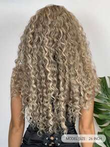 HAIRCUBE 26寸捲曲頭髮女性假髮配發帶，灰色波浪捲假髮，合成長捲髮假髮 - 灰色 - 查看 5