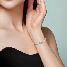 1 pièce Charm perles en forme de cœur avec zircone cubiques roses exquis de couleur argent, convient pour les bracelets serpent, les colliers pendentifs. Idéal pour la fabrication de bijoux DIY, cadeau pour petite amie pour la Saint-Valentin, anniversaire