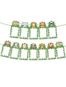 1 Set Of DIY Jungle Animal Style Paper Photo Card Set, Suitable For Party Room Wall Decoration - Multicolor - View 5