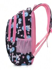 Nueva mochila con diseño de caricaturas coreanas, mochila de moda multifuncional para mujer, ideal para la calle - Negro - Ver 3