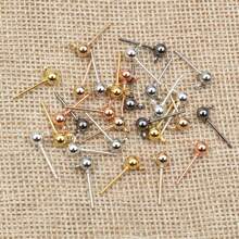 40pcs 3/4/5mm Diameter Ball Stud Earrings Basic Pins With Connector Loop For DIY Jewelry Making Accessories Supplies
