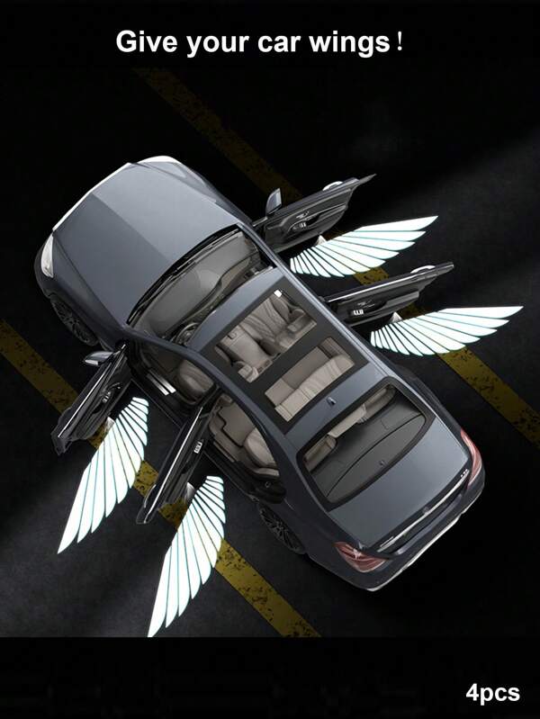 2pcs/4pcs Angel Wing Shaped Car Ambient Lights, Giving Your Car Wings, Multiple Patterns Available (Not Limited To Angel Wings), Infrared Auto Sensor, No Wiring Required, Instant Install Door Projector Lights, Perfect Gift For Boyfriend, Dad, Friends