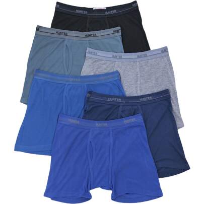 Men's Pack Of 6 Classic Blue Cotton Boxer Briefs