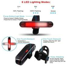 1 pieza, Luz trasera de bicicleta ultra brillante recargable por USB, lámpara LED trasera para bicicleta de carretera y MTB, fácil de instalar en cascos - Rojo y blanco - Ver 3