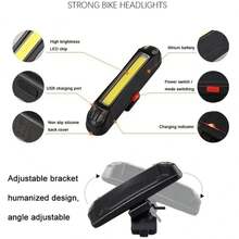 1 pieza, Luz trasera de bicicleta ultra brillante recargable por USB, lámpara LED trasera para bicicleta de carretera y MTB, fácil de instalar en cascos - Rojo y blanco - Ver 2