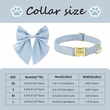 Elegant Dog Engraved Collar Solid Color Bowtie Customized Pet Collar Adjustable Neck Strap, Anti-Lost - Purple - View 2