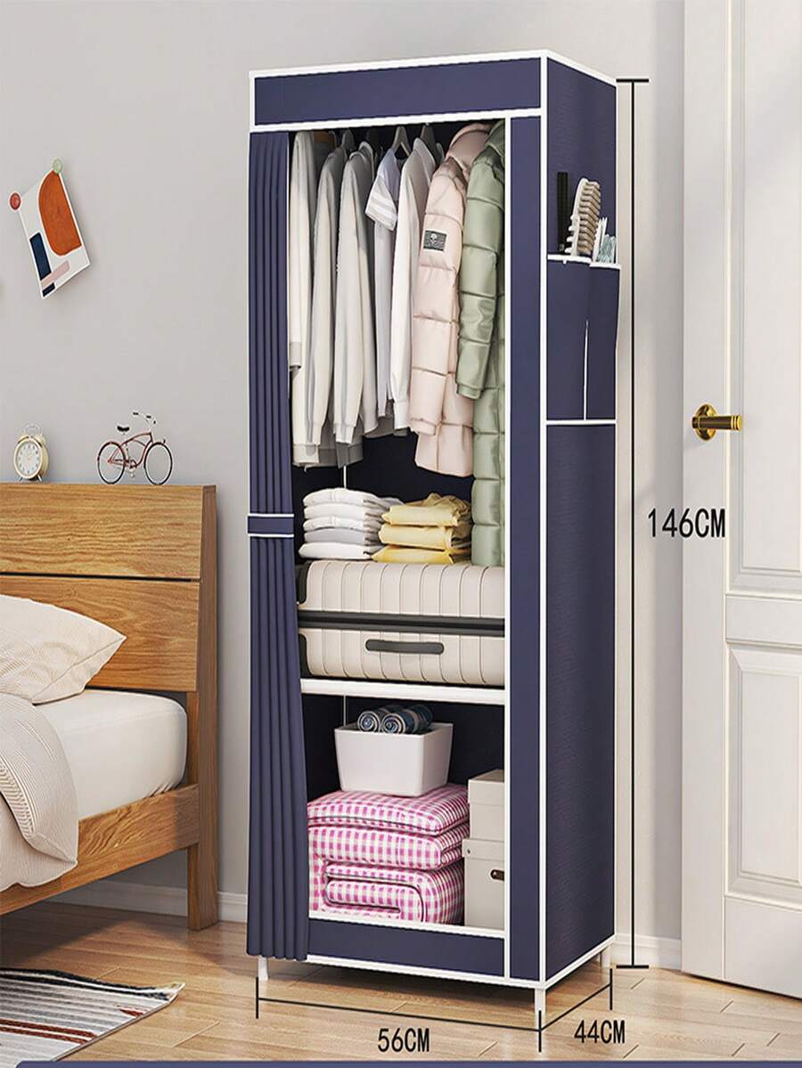 無紡布防塵收納衣櫥，可掛式布衣架，鋼框宿舍組合折疊簡易布櫥拼裝 - 多色 - 查看 1